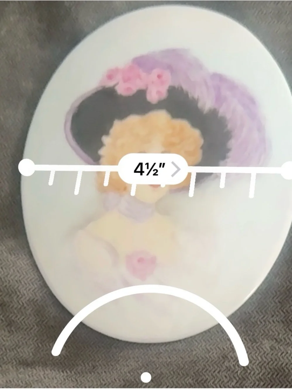 Vintage Portrait Plaque with Lavender Feathered Hat
